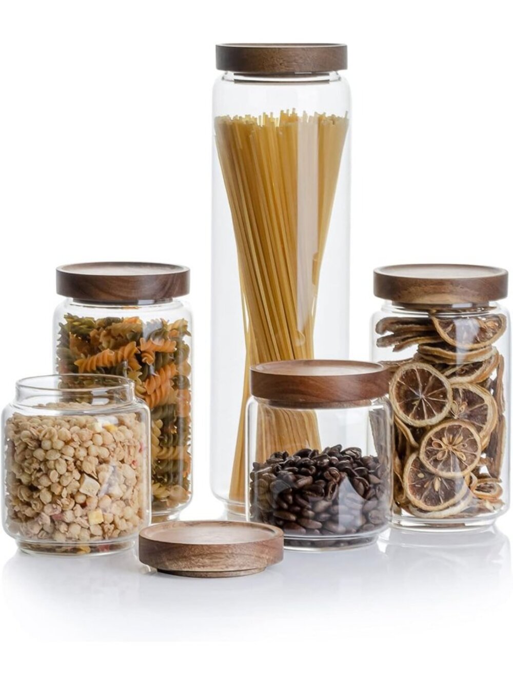 Airtight Glass Food Storage Containers Set of 5 with Bamboo Lids - Stackable